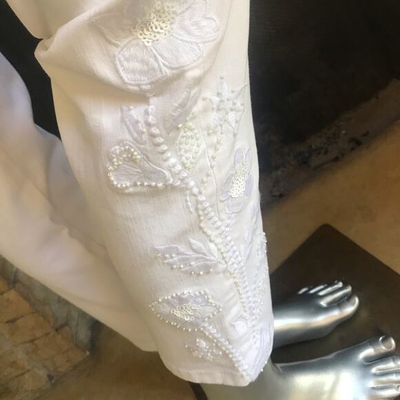 Soft Surroundings Beaded Embellished White Jeans Style 2CC02 Women's Size Small - Picture 6 of 8